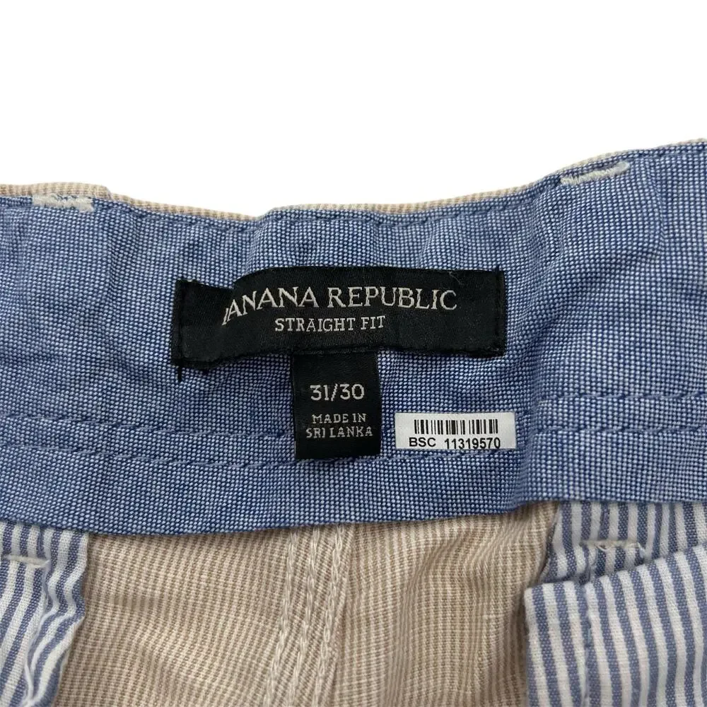 Banana Republic men’s linen pin striped straight leg trousers pants
